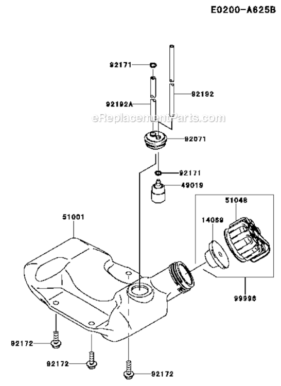 Fuel-TankFuel-Valve Diagram and Parts List for  Kawasaki Trimmer