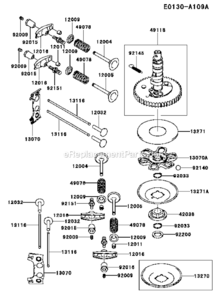 ValveCamshaft Diagram and Parts List for CS38 Kawasaki Engine