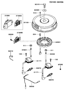 Electric-Equipment Diagram and Parts List for CS38 Kawasaki Engine