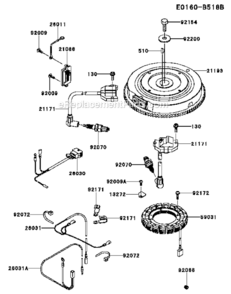 Electric-Equipment Diagram and Parts List for  Kawasaki Engine