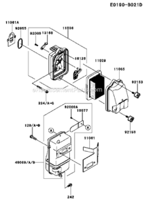 Page B Diagram and Parts List for  Kawasaki Leaf Blower / Vacuum