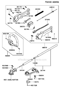 PipeHandleGuard Diagram and Parts List for  Kawasaki Trimmer