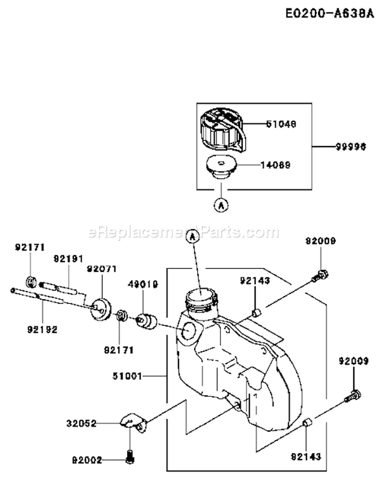 Page F Diagram and Parts List for AC55 Kawasaki Engine
