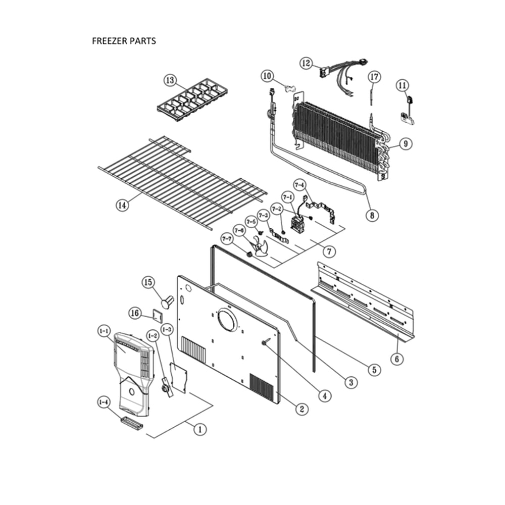 Freezer Parts Diagram and Parts List for 11170715911  Kenmore Refrigerator