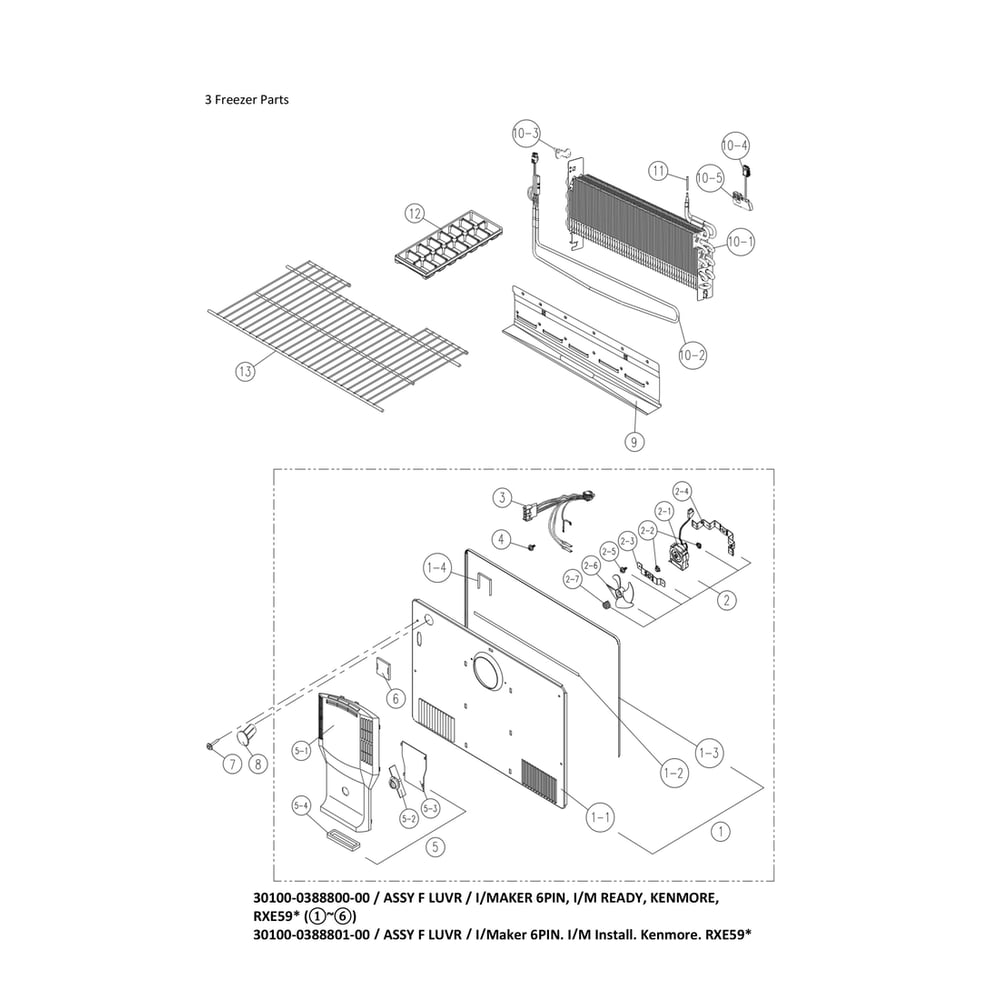 Freezer Diagram and Parts List for 11161211615  Kenmore Refrigerator