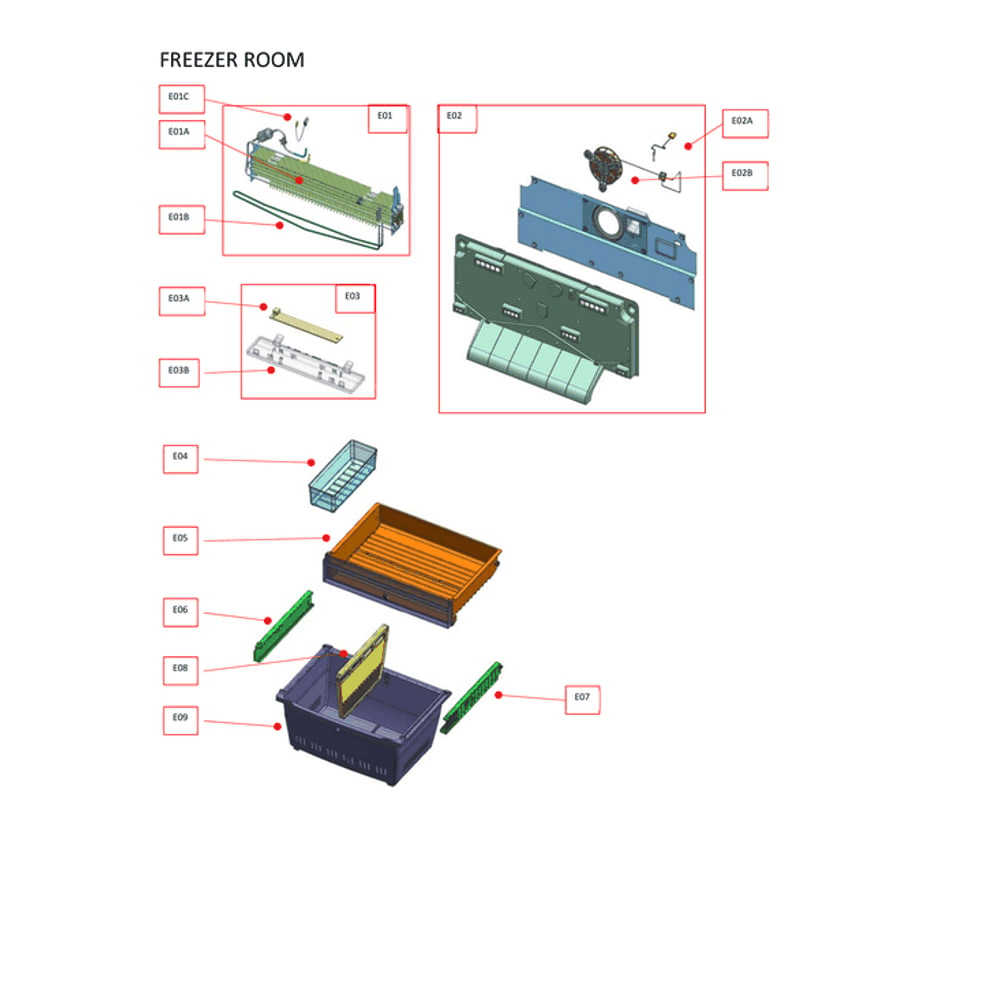 Freezer Room Diagram and Parts List for 11172697120  Kenmore Refrigerator