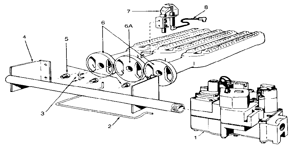 Gas burners and manifold Diagram and Parts List for 22996466  Kenmore Water Heater