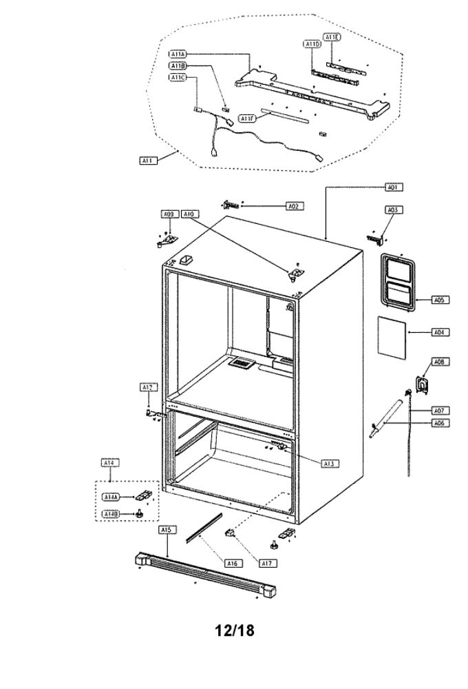 Cabinet Diagram and Parts List for 11173027711  Kenmore Refrigerator
