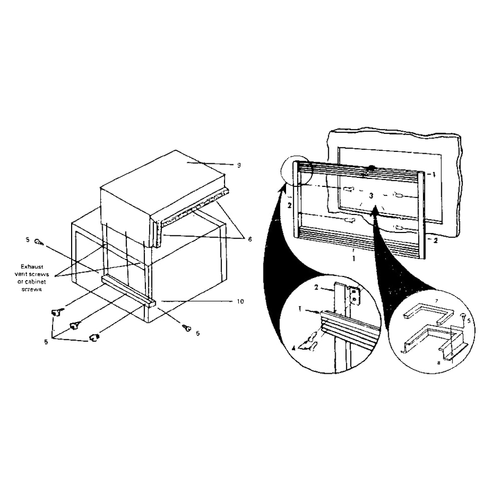 Trim Kit Diagram and Parts List for  Kenmore Microwave