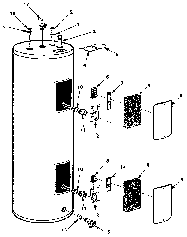 Replacement parts Diagram and Parts List for 220311500  Kenmore Water Heater