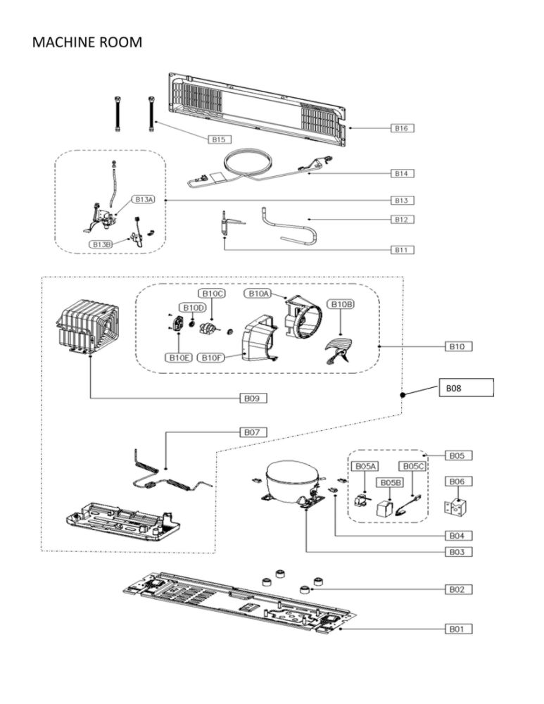 Machine Room Diagram and Parts List for 11173025120  Kenmore Refrigerator