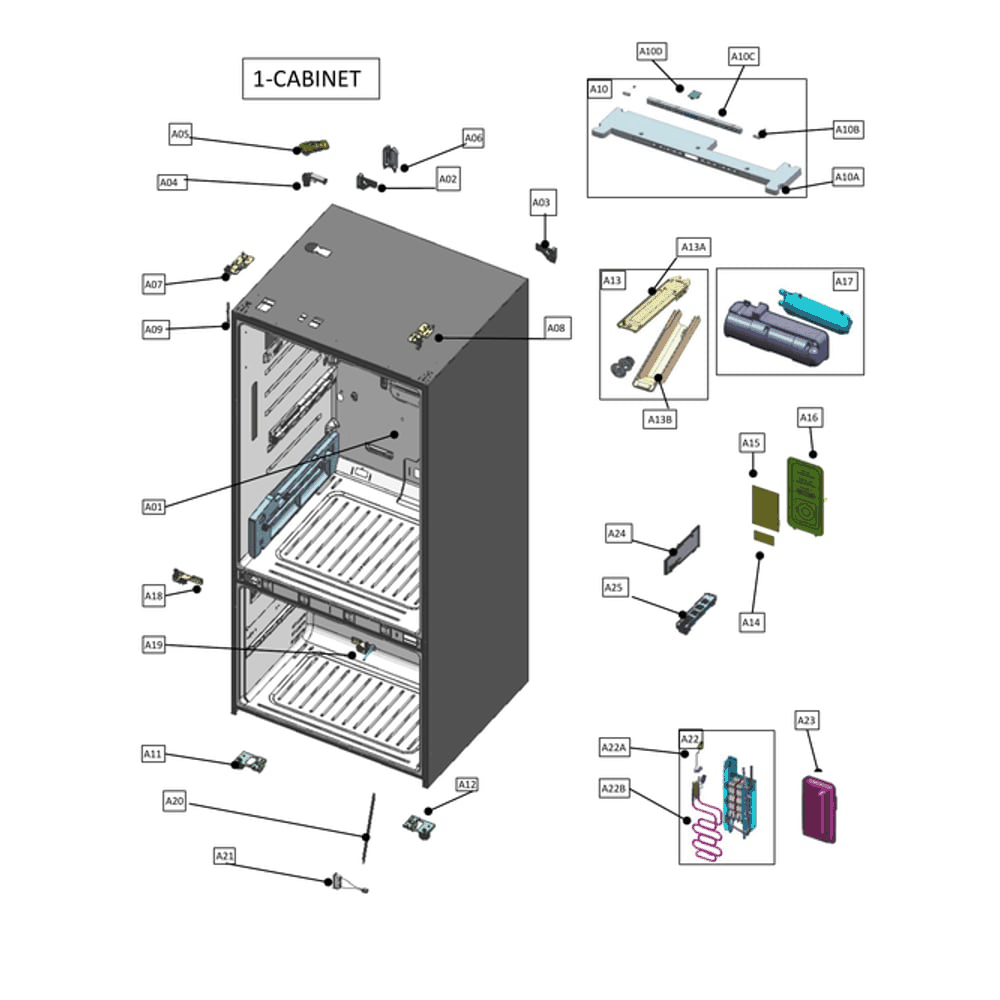 Cabinet Diagram and Parts List for 11173315120  Kenmore Refrigerator