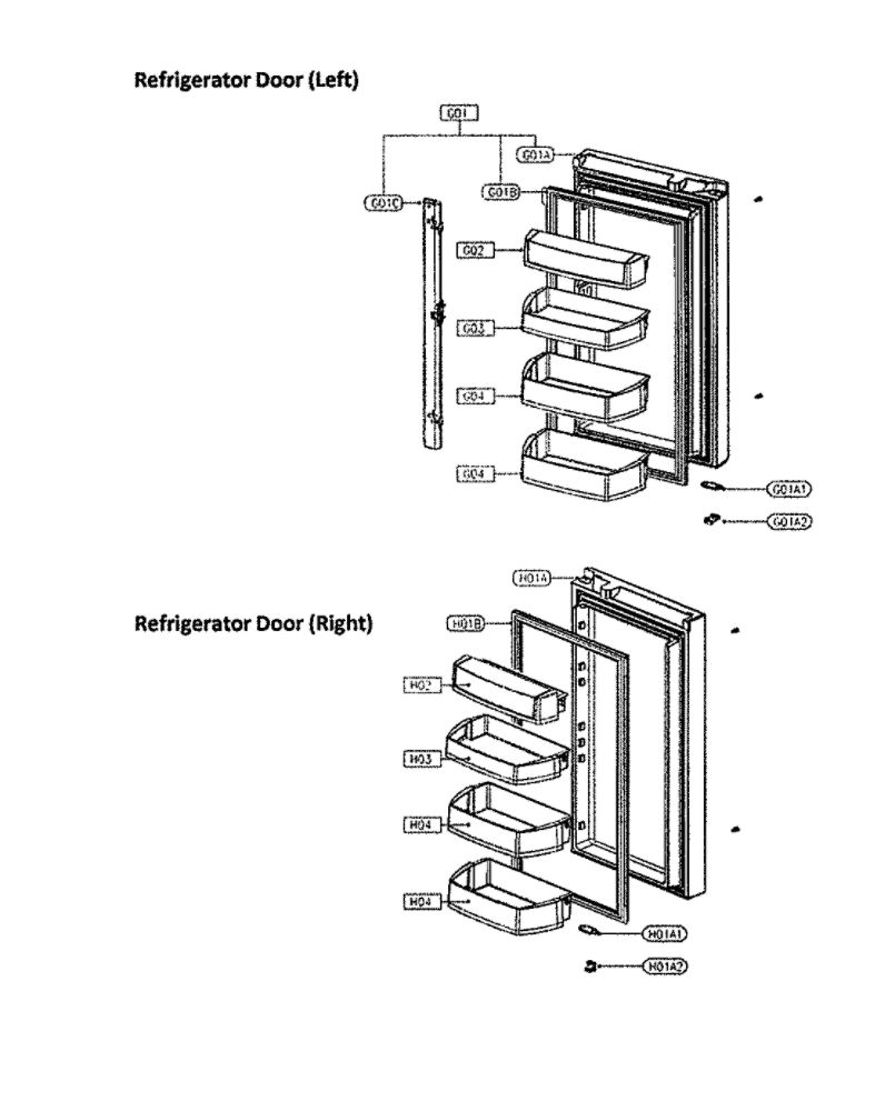 Refrigerator Door Diagram and Parts List for 11173027711  Kenmore Refrigerator