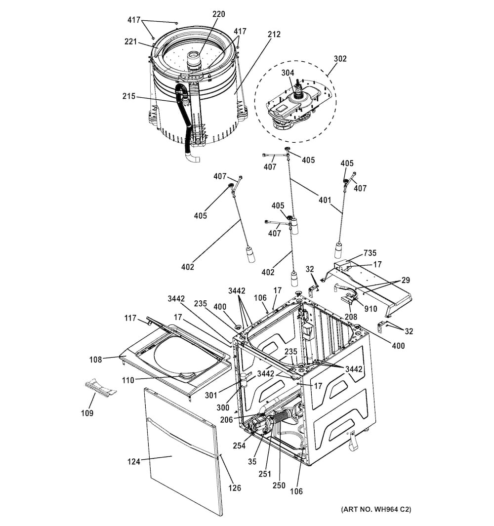 Cabinet 4 Diagram and Parts List for 2661532210  Kenmore Washer Dryer Combo