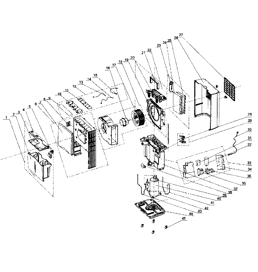 Cabinet parts Diagram and Parts List for 40753550310  Kenmore Dehumidifier