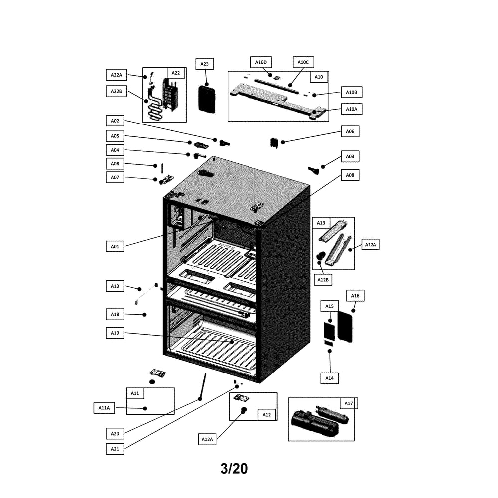 Cabinet Diagram and Parts List for 11172692911  Kenmore Refrigerator