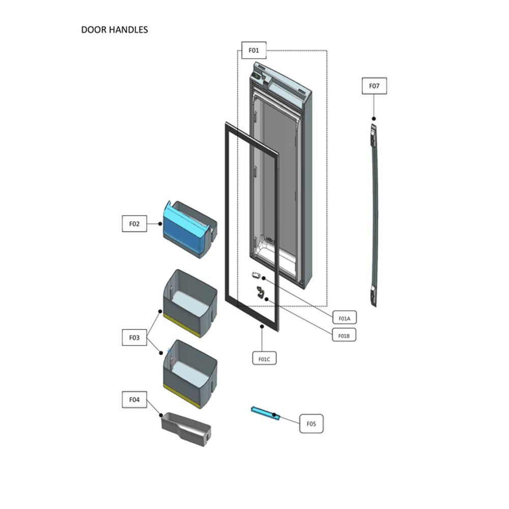 Refrigerator Door Handles Diagram and Parts List for 11173315120  Kenmore Refrigerator