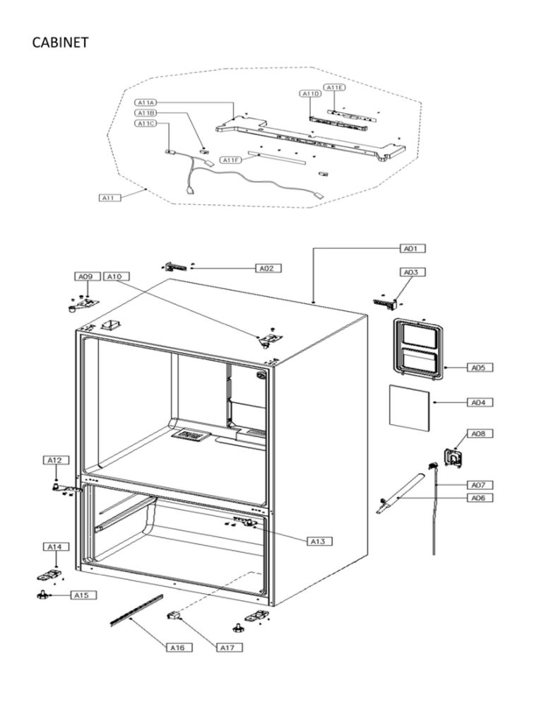 Cabinet Diagram and Parts List for 11173025120  Kenmore Refrigerator
