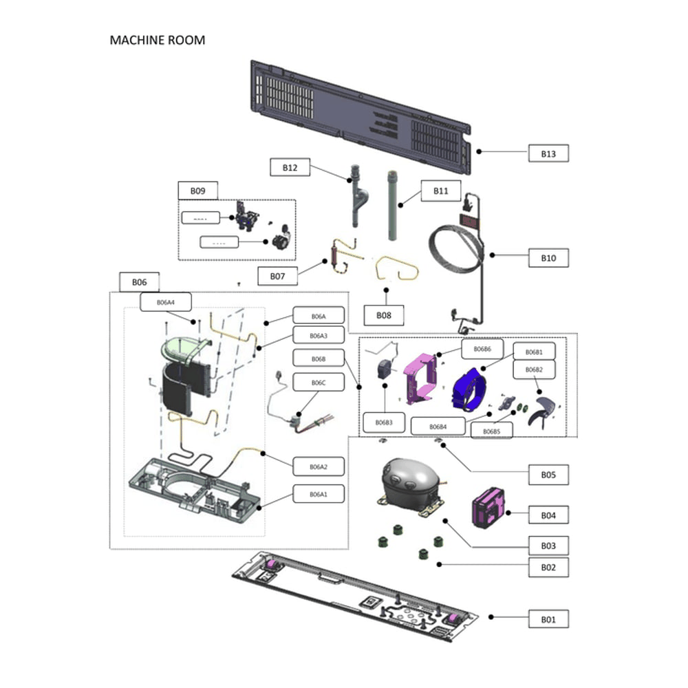 Machine Room Diagram and Parts List for 11173315120  Kenmore Refrigerator