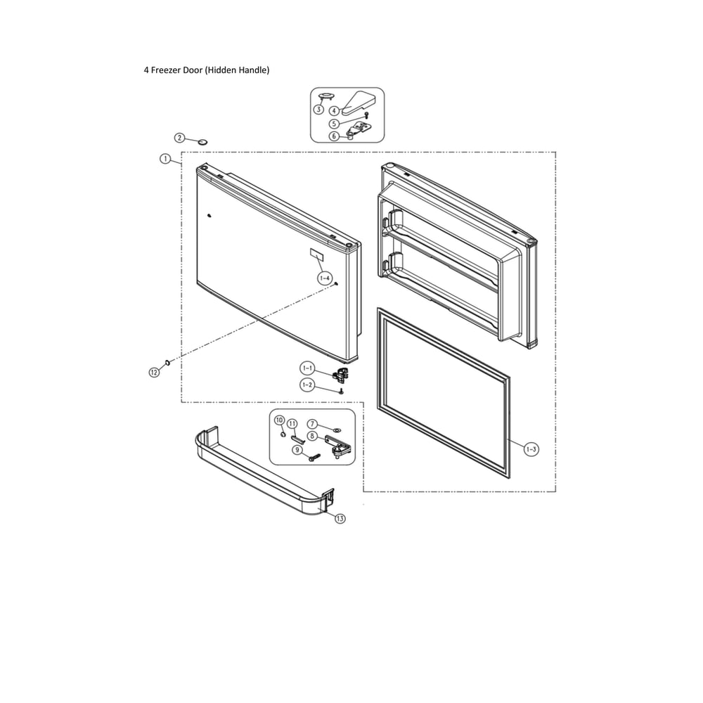 Freezer Door Diagram and Parts List for 11161211615  Kenmore Refrigerator