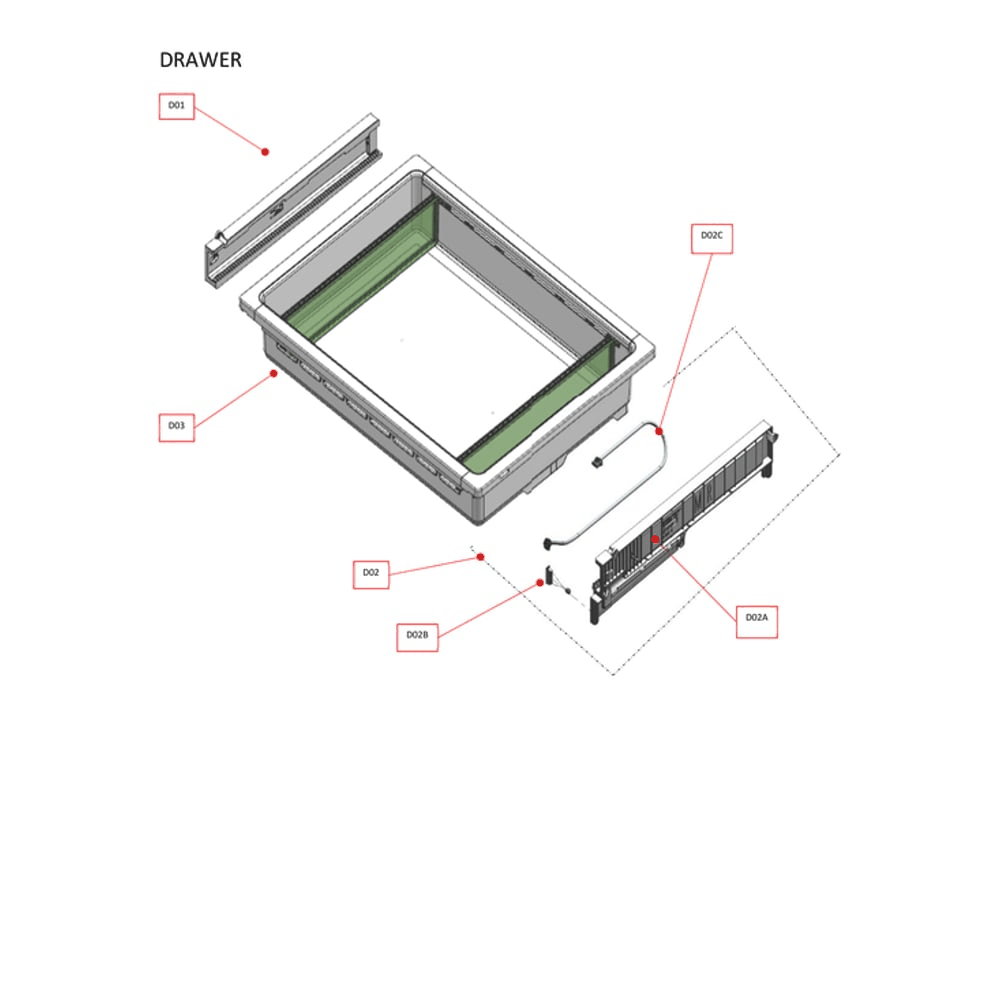 Drawer Diagram and Parts List for 11172697120  Kenmore Refrigerator
