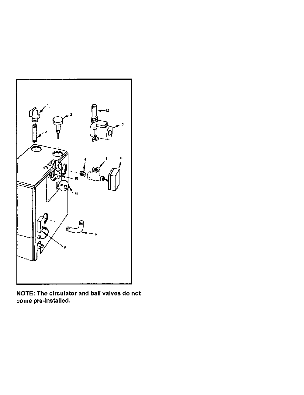 Boilers control and piping Diagram and Parts List for 229965350  Kenmore Water Heater