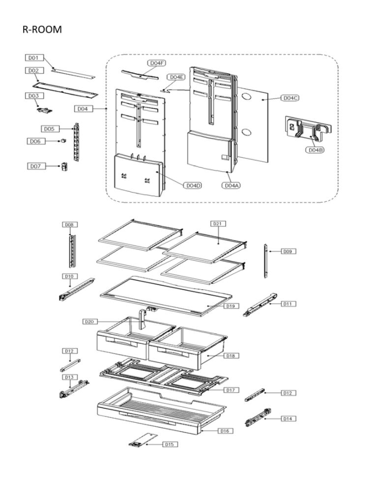 Refrigerator Room Diagram and Parts List for 11173029120  Kenmore Refrigerator