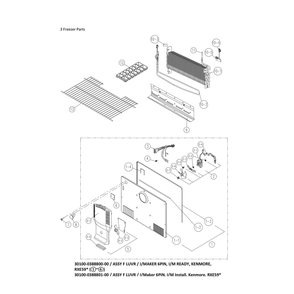 Freezer Diagram and Parts List for 11161211615  Kenmore Refrigerator