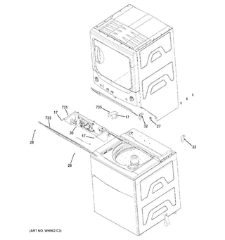 Cabinet 2 Diagram and Parts List for 2661532210  Kenmore Washer Dryer Combo