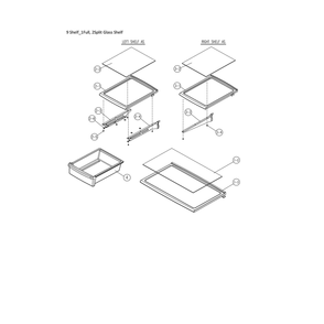 Glass Shelf - Full, Split Diagram and Parts List for 11161211615  Kenmore Refrigerator