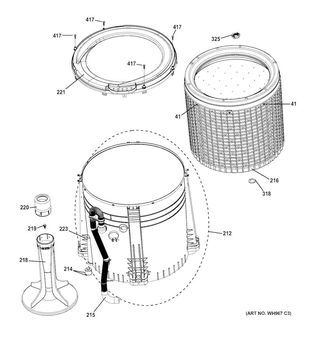Tub, Basket & Agitator Diagram and Parts List for 2661532210  Kenmore Washer Dryer Combo