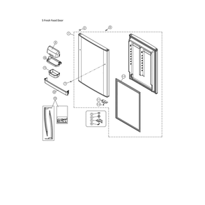 Fresh Food Door Diagram and Parts List for 11161211615  Kenmore Refrigerator