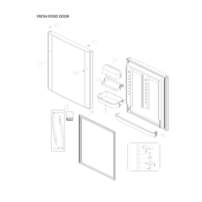Fresh Food Door Parts Diagram and Parts List for 11170715911  Kenmore Refrigerator