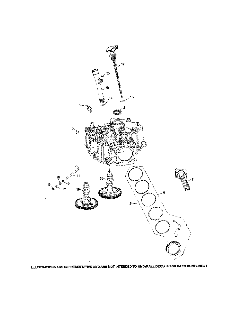 Crankcase Diagram and Parts List for  Kohler Engine