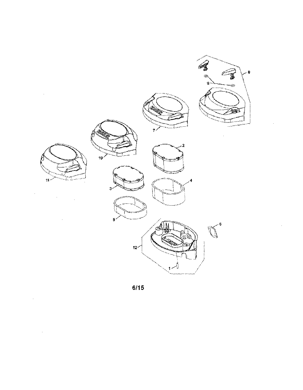 Air intake Diagram and Parts List for  Kohler Engine