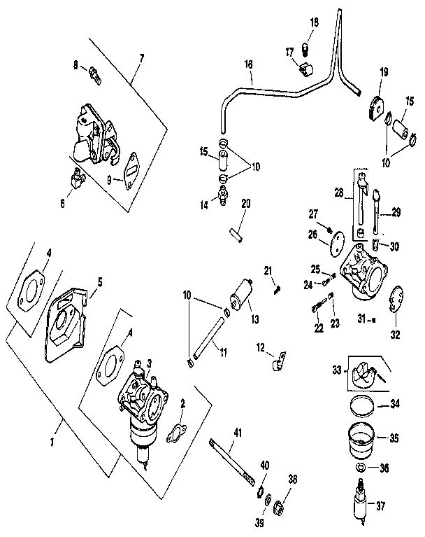 Fuel System Diagram and Parts List for  Kohler Engine