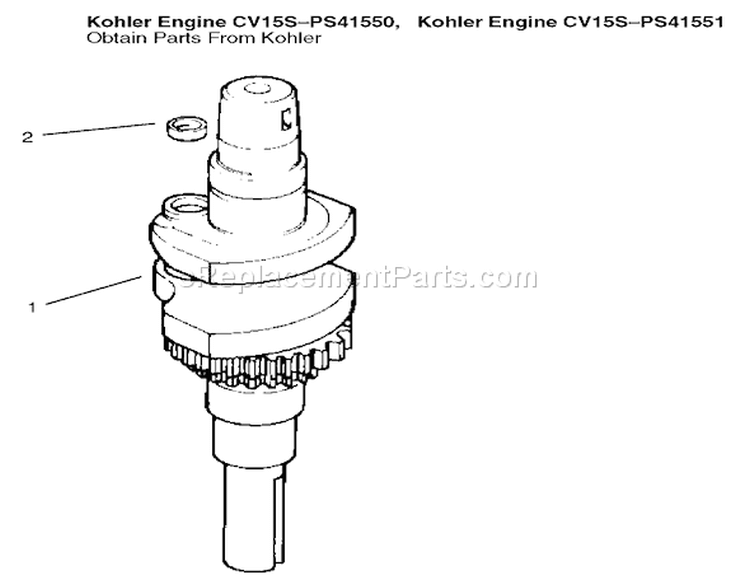 Crankshaft Diagram and Parts List for 9900001-9999999 - 1999 Kohler Lawn Tractor