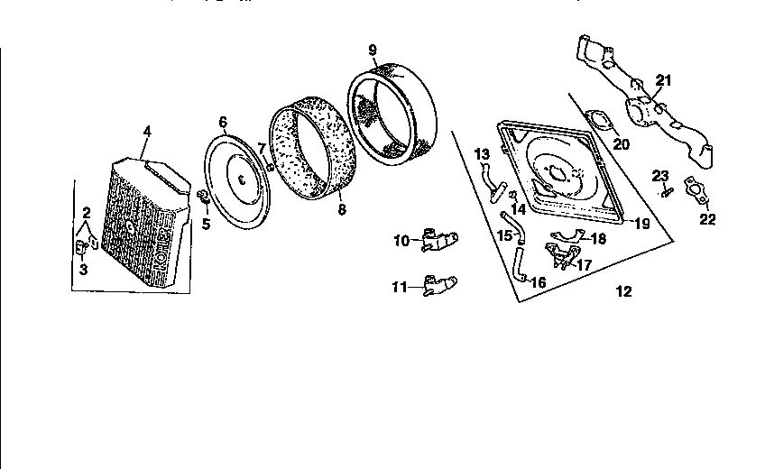 Air Intake Diagram and Parts List for  Kohler Engine
