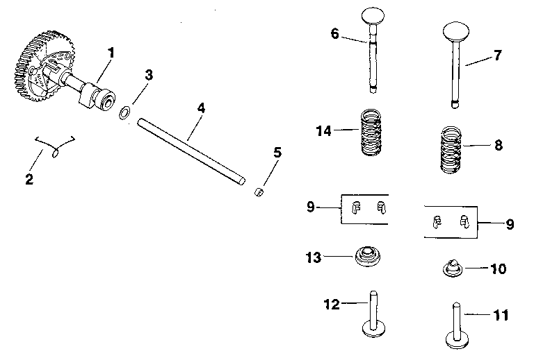 Camshaft & valves - group 4 Diagram and Parts List for  Kohler Engine