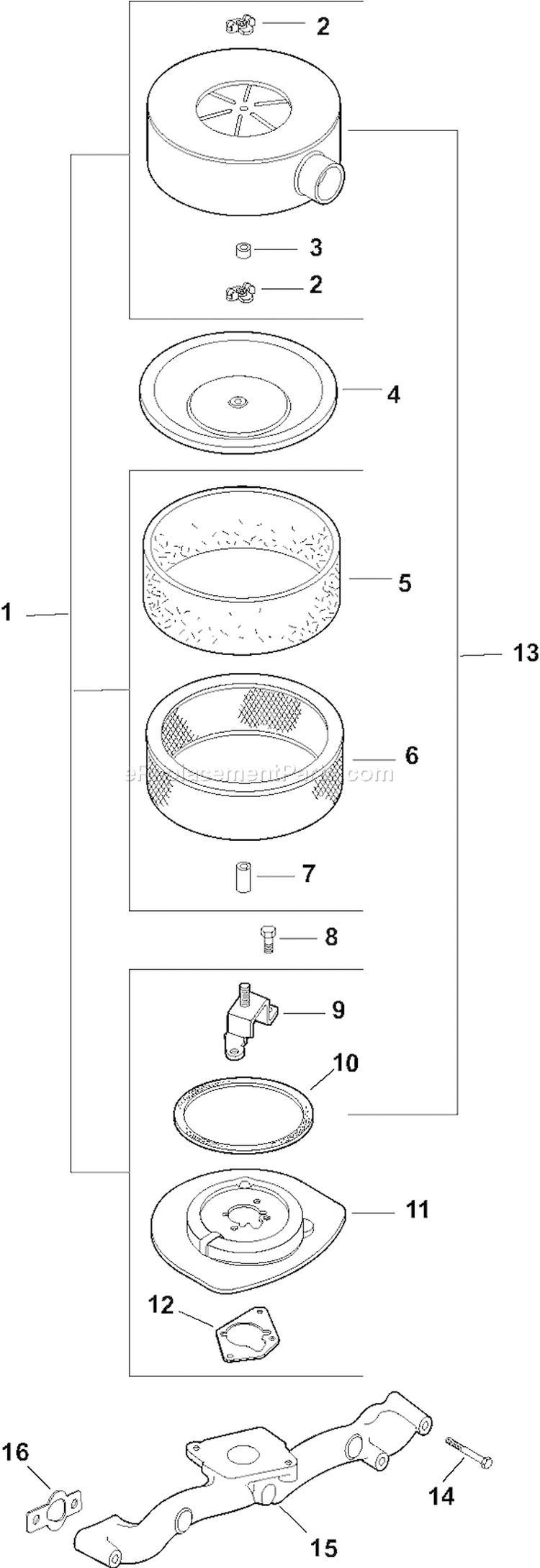 Page A Diagram and Parts List for  Kohler Engine