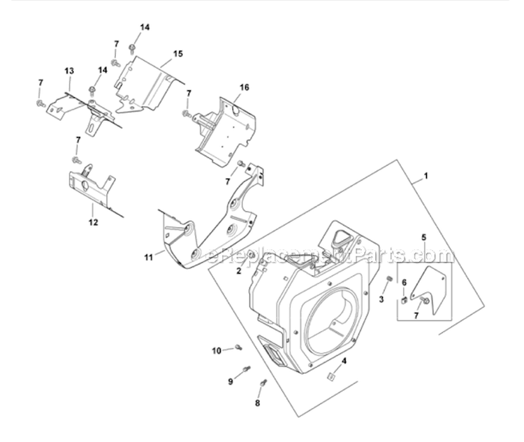 Blower Housing Group 6-24-243 Diagram and Parts List for  Kohler Engine