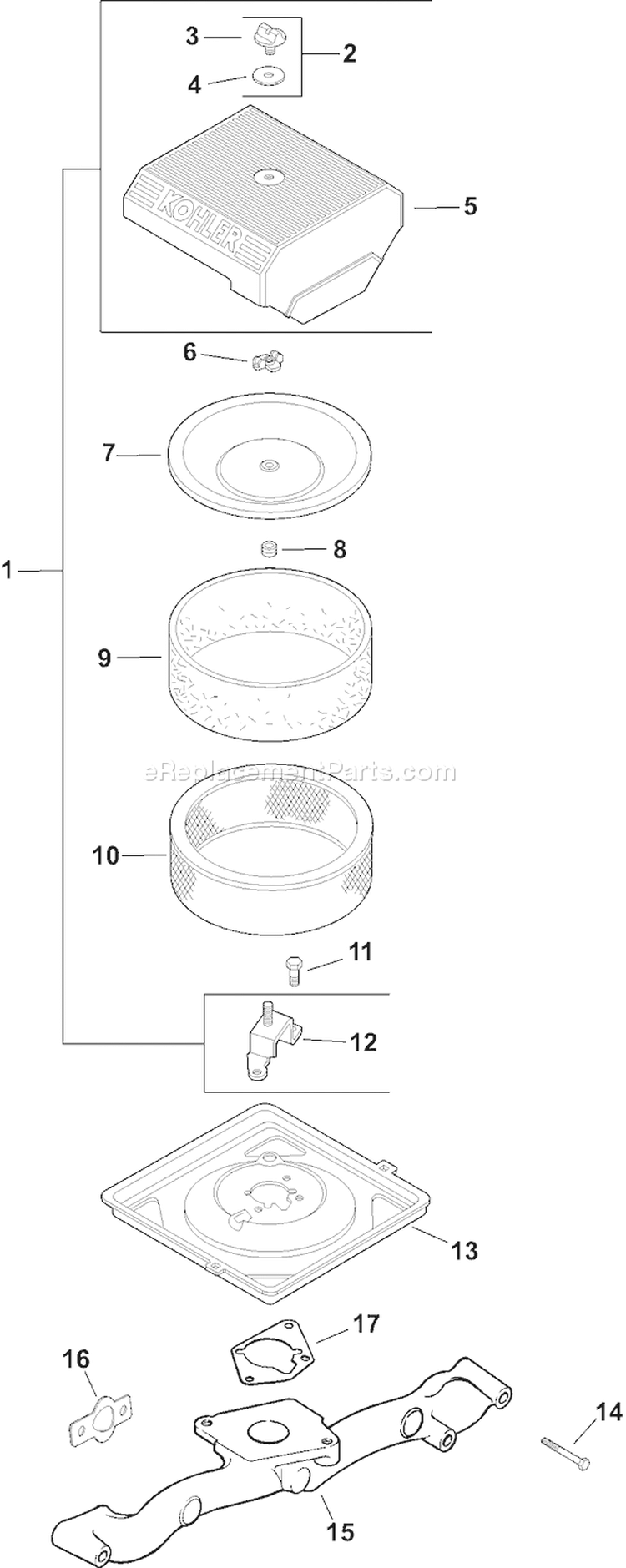 Page A Diagram and Parts List for  Kohler Engine