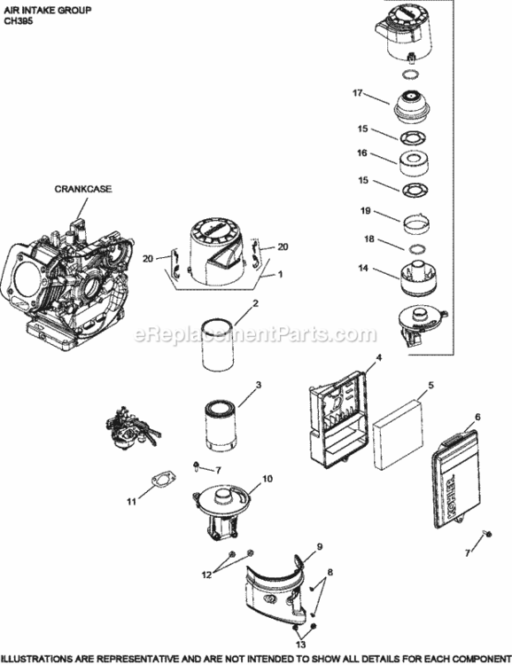 Air_Intake_Group_Ch395-3128_Ch395 Diagram and Parts List for  Kohler Engine