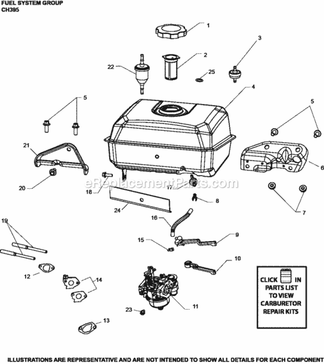 Fuel_System_Group_Ch395-3128_Ch395 Diagram and Parts List for  Kohler Engine
