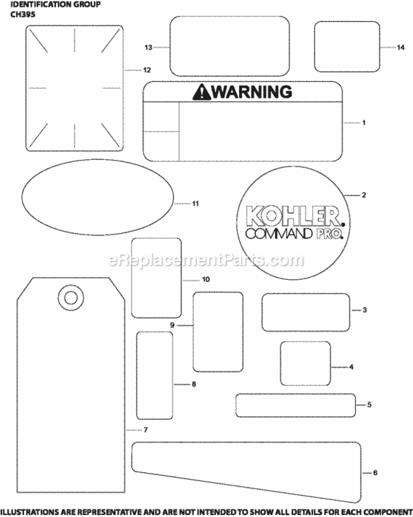 Identification_Group_Ch395-3128_Ch395 Diagram and Parts List for  Kohler Engine