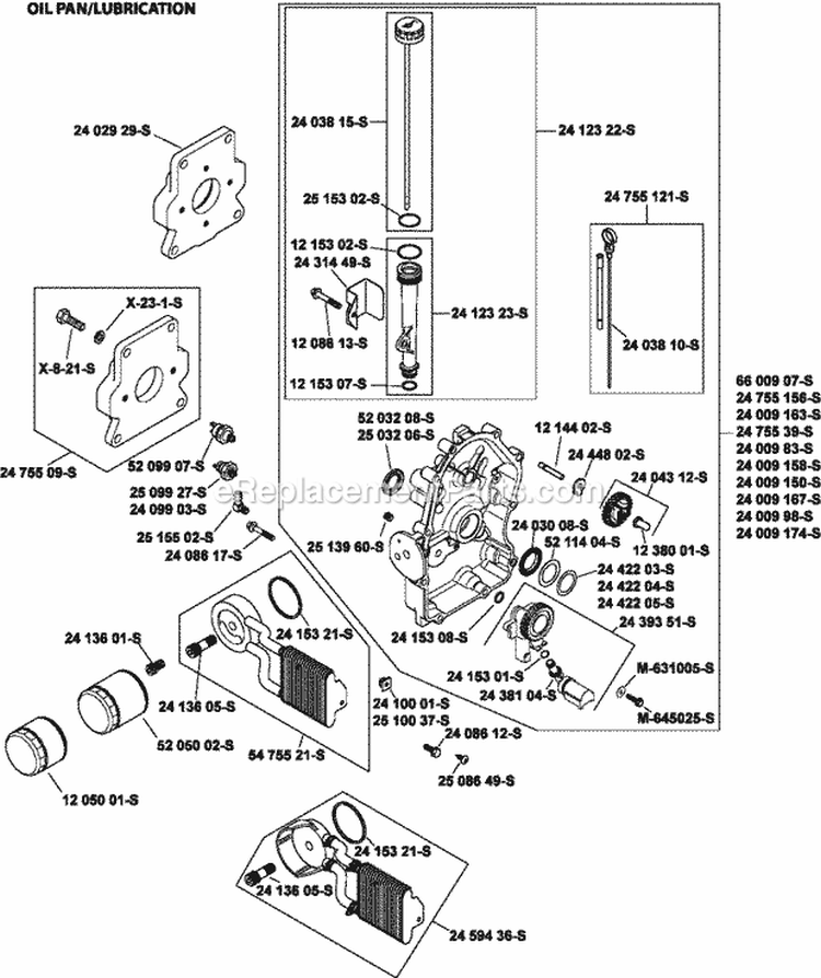 Page K Diagram and Parts List for  Kohler Engine