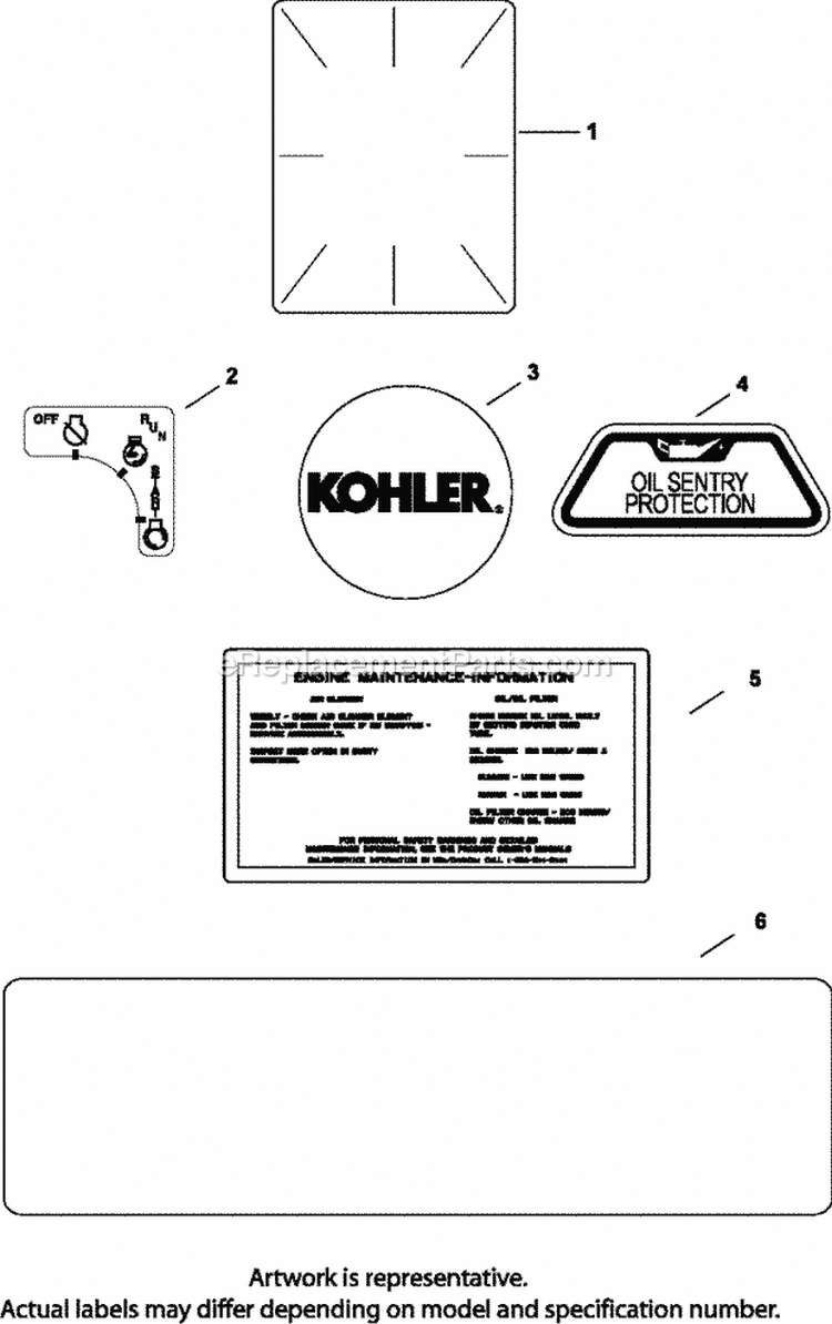 Page I Diagram and Parts List for  Kohler Engine