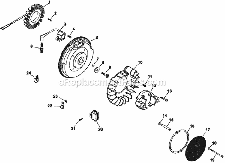 Page K Diagram and Parts List for  Kohler Engine