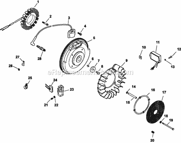 Page K Diagram and Parts List for  Kohler Engine