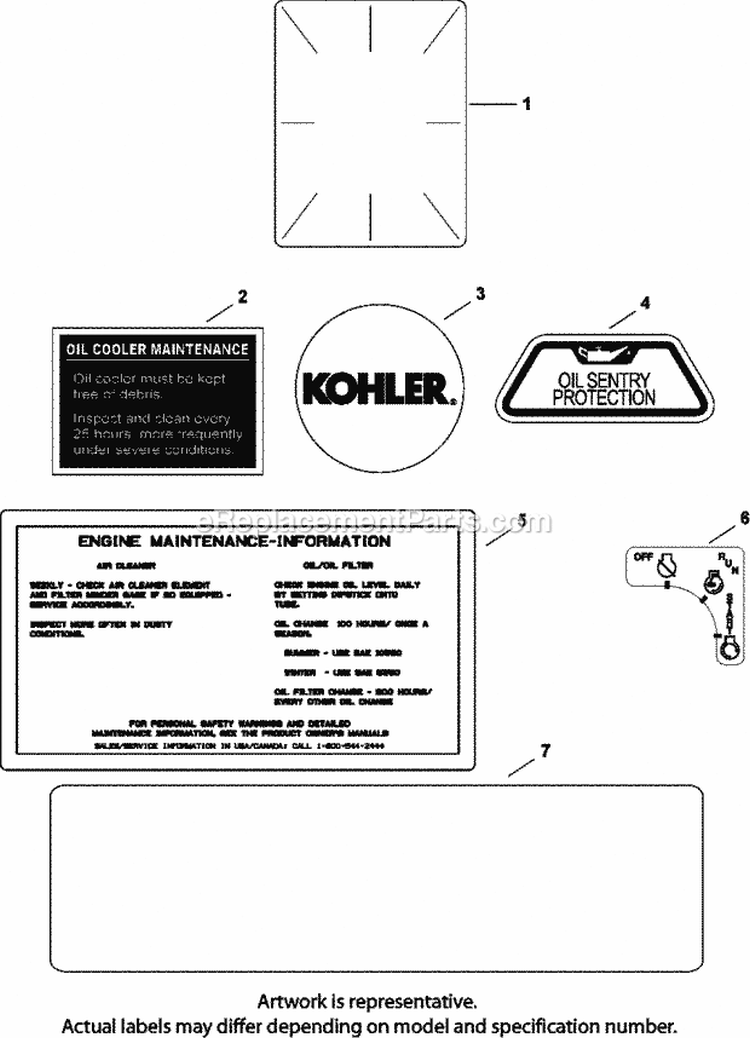 Page F Diagram and Parts List for  Kohler Engine